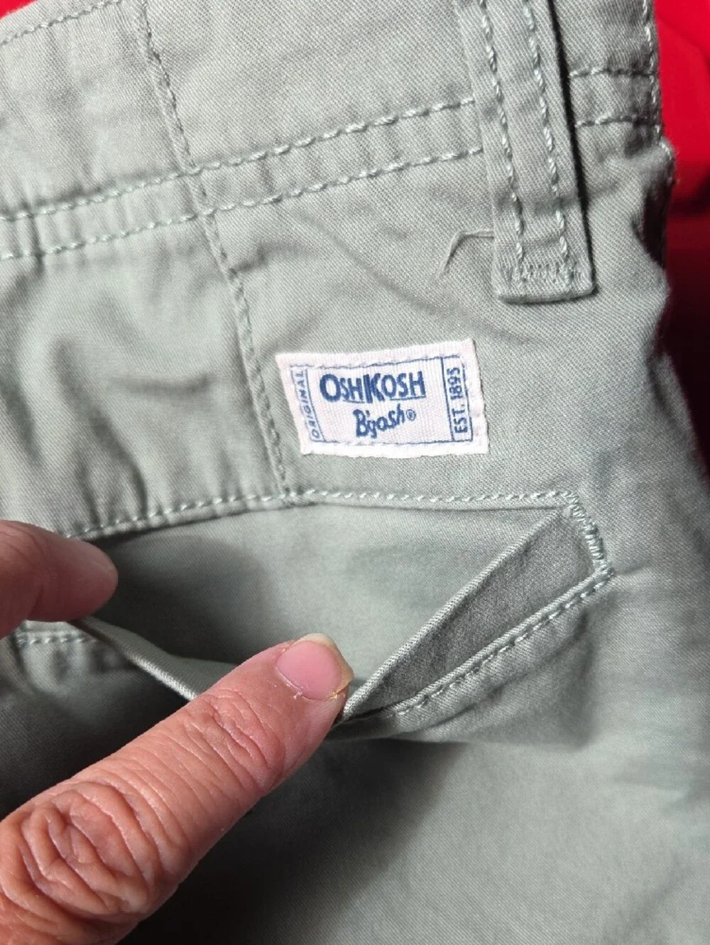OshKosh B'gosh Light Sage Green Kids Shorts with Chambray Waistband